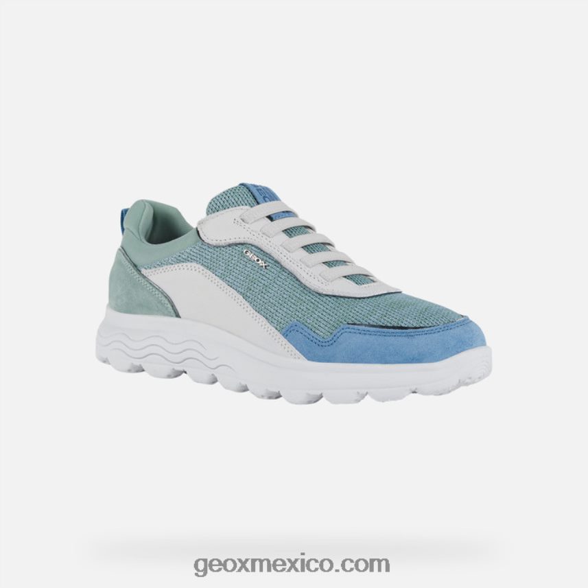 mujer esferica blanco verde Geox L846PZ18