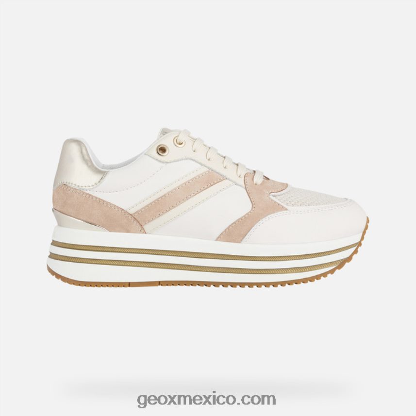 mujer kency piel blanquecina/negra Geox L846PZ575