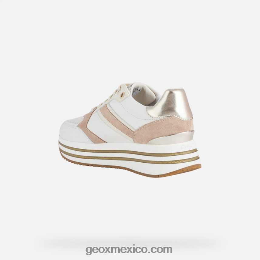 mujer kency piel blanquecina/negra Geox L846PZ575